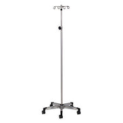 Clinton, 4-Hook IV Pole, Stainless Steel, 5-Leg