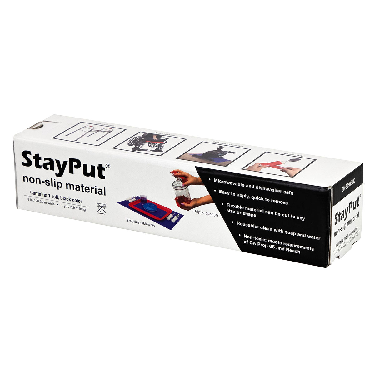 StayPut non-slip material, 8" x 1 yd roll, black