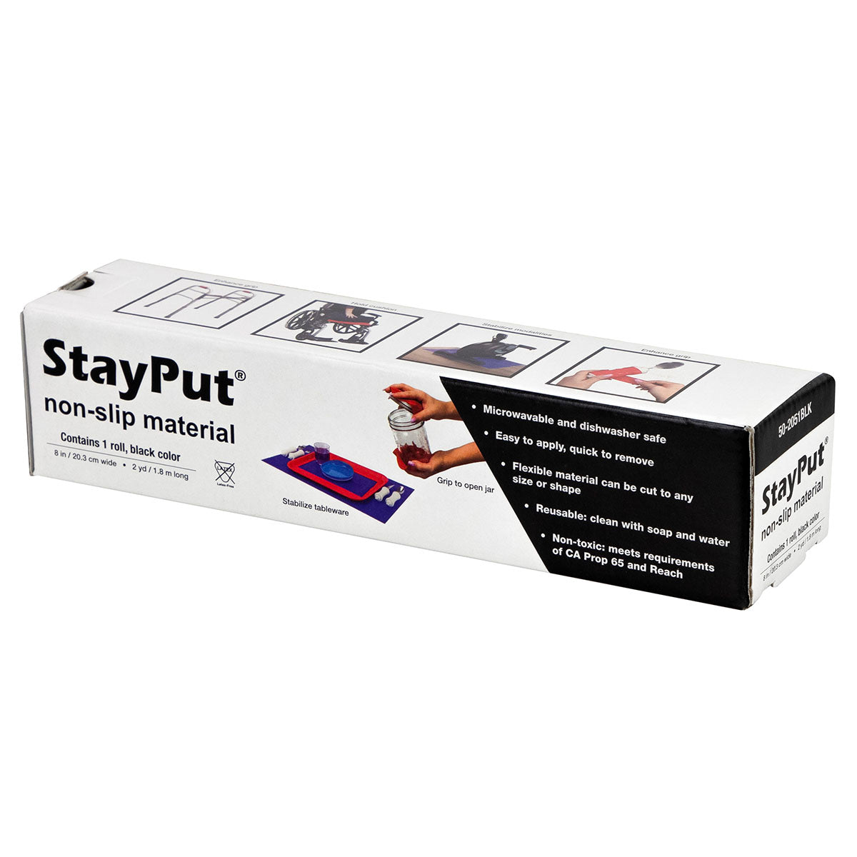 StayPut non-slip material, 8" x 2 yd roll, black