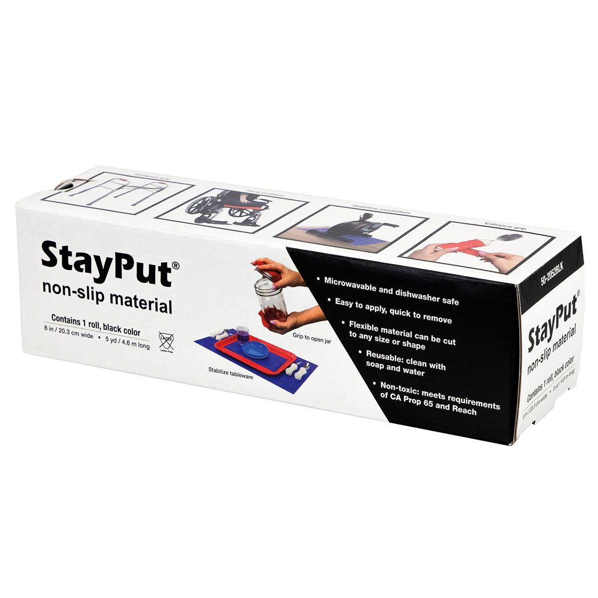 StayPut non-slip material, 8" x 5 yd roll, black
