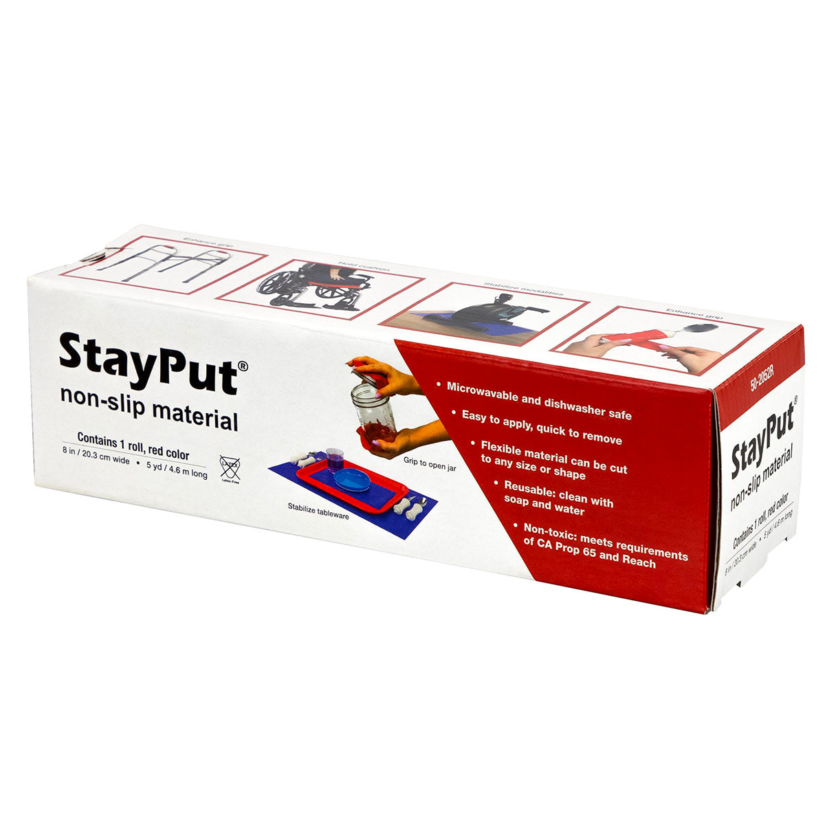 StayPut non-slip material, 8" x 5 yd roll, red