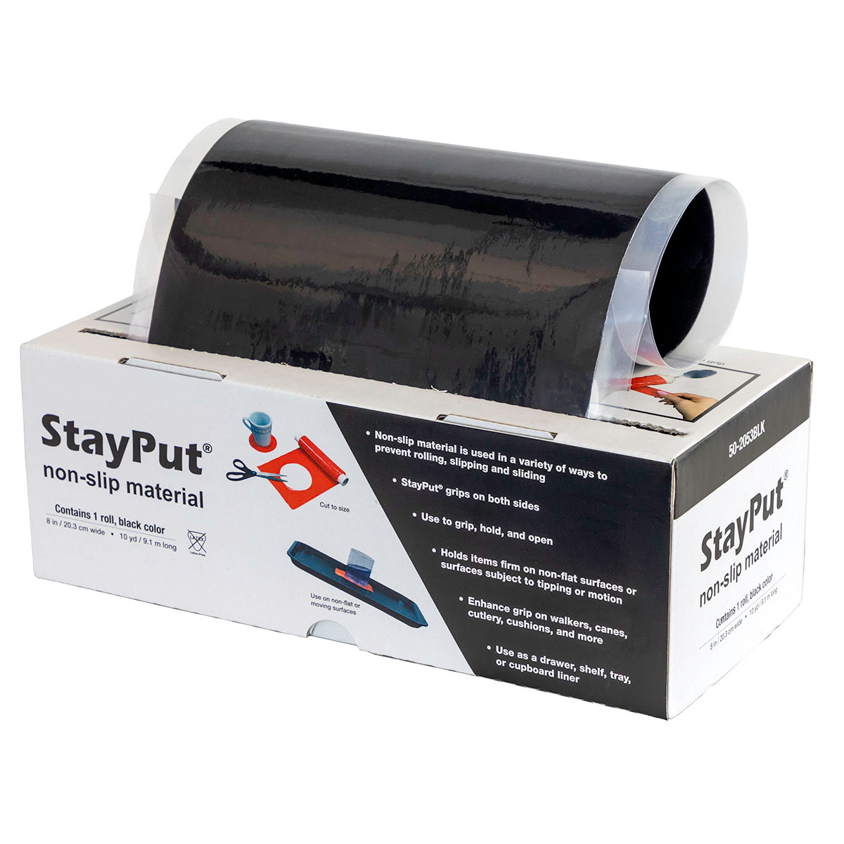 StayPut non-slip material, 8" x 10 yd roll, black