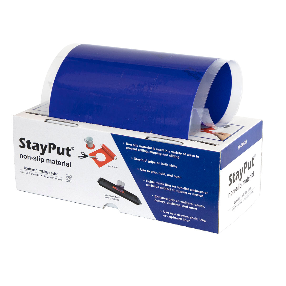 StayPut non-slip material, 8" x 10 yd roll, blue