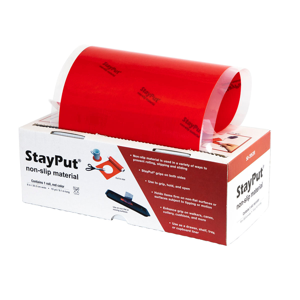 StayPut non-slip material, 8" x 10 yd roll, red