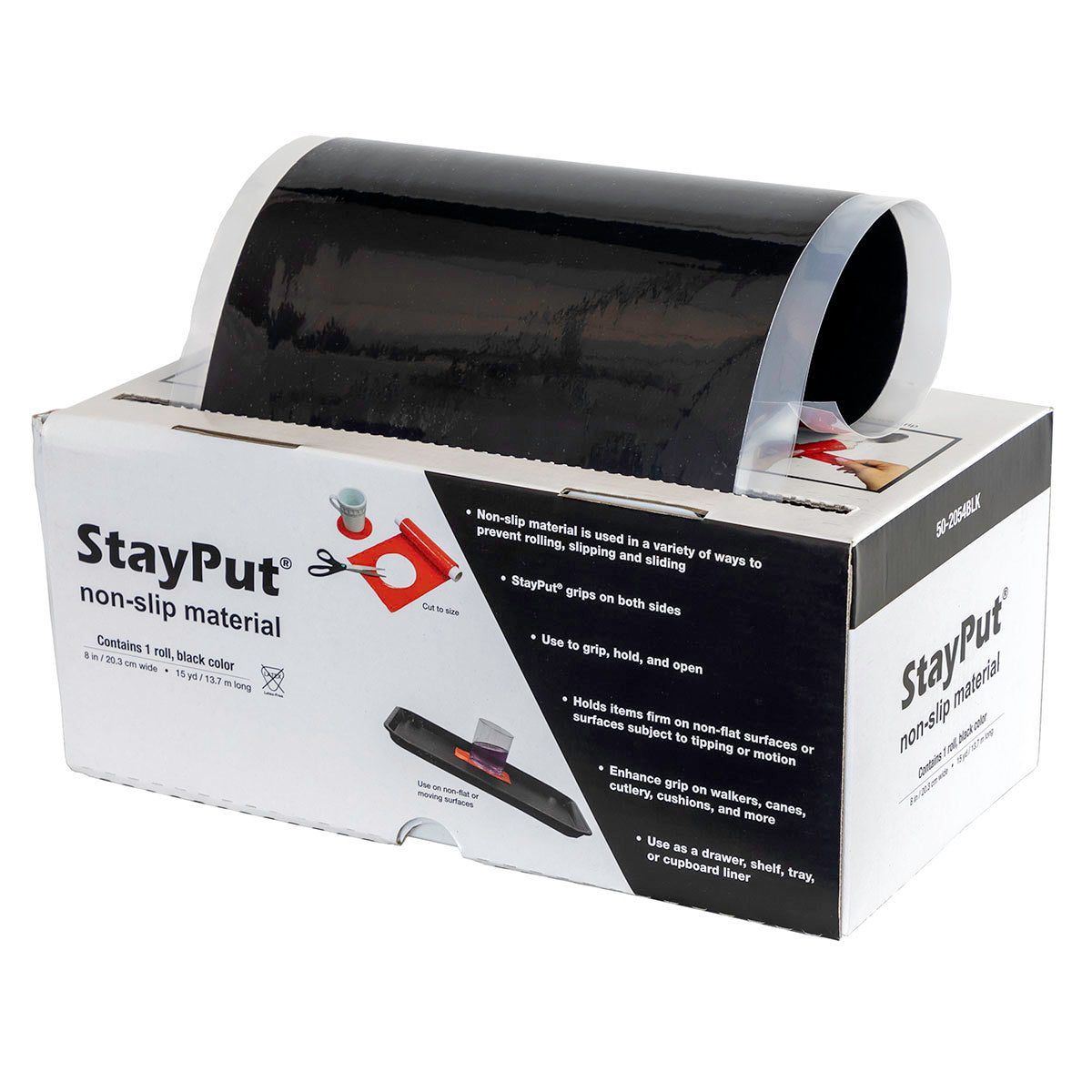 StayPut non-slip material, 8" x 15 yd roll, black