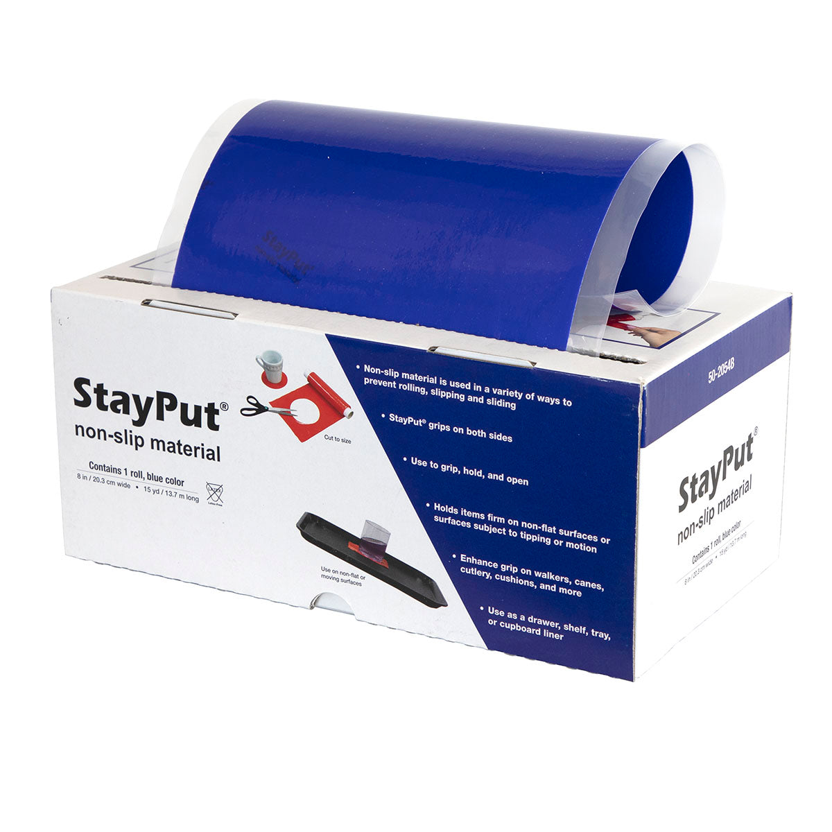 StayPut non-slip material, 8" x 15 yd roll, blue