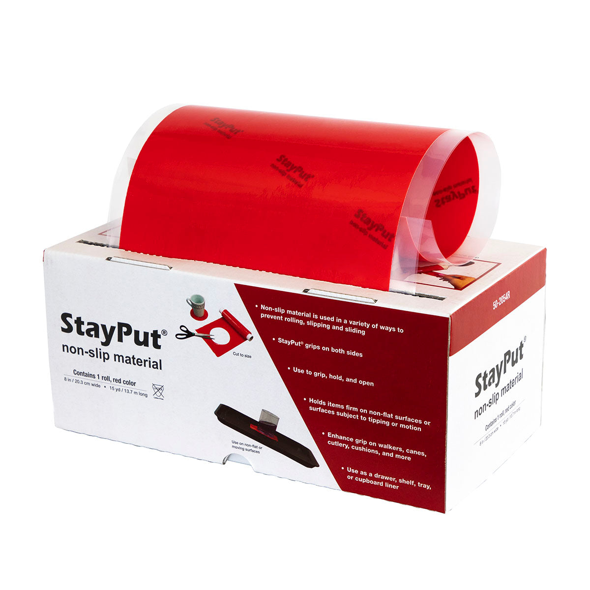 StayPut non-slip material, 8" x 15 yd roll, red
