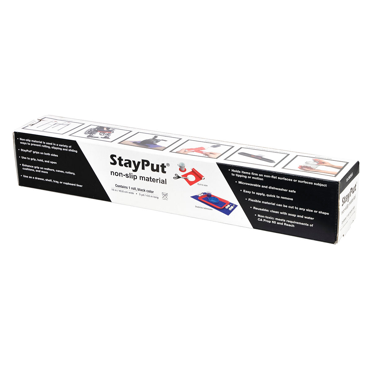 StayPut non-slip material, 16" x 5 yd roll, black