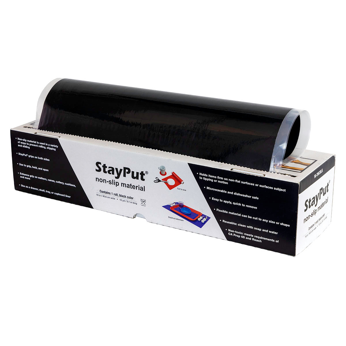 StayPut non-slip material, 16" x 10 yd roll, black