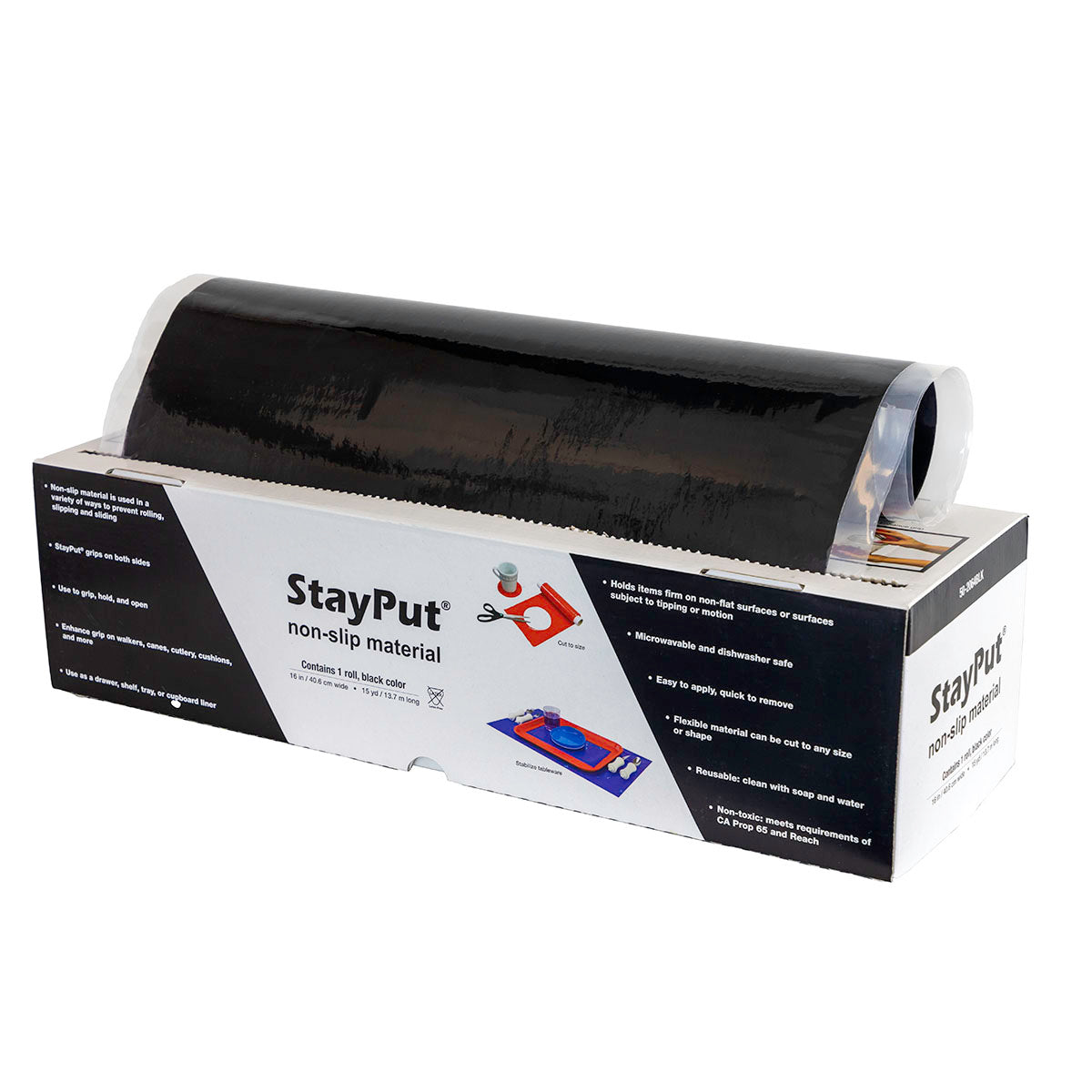 StayPut non-slip material, 16" x 15 yd roll, black