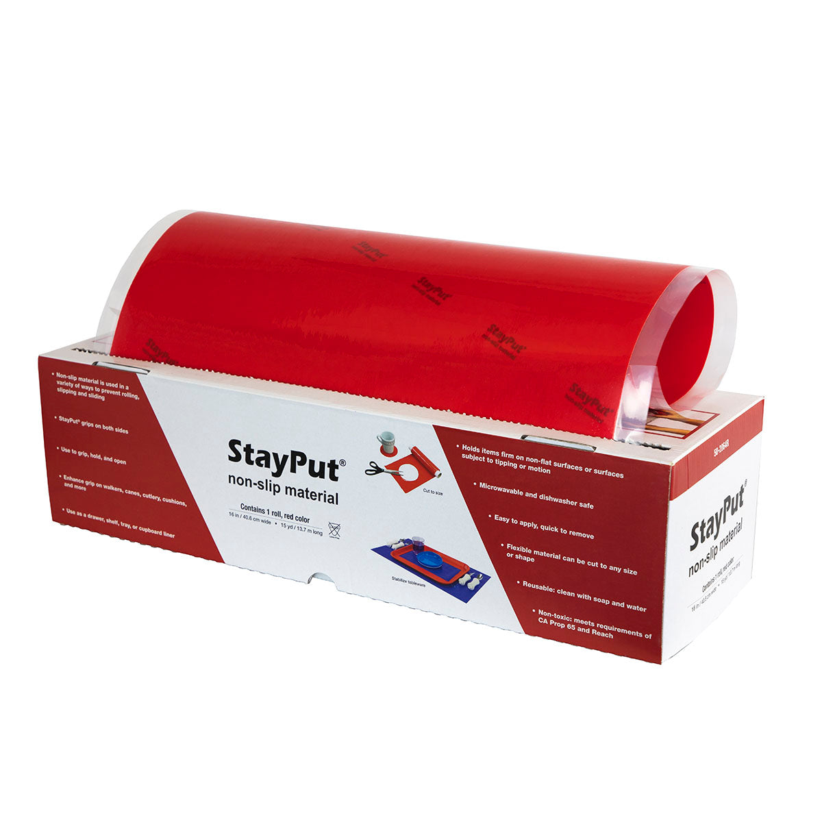 StayPut non-slip material, 16" x 15 yd roll, red