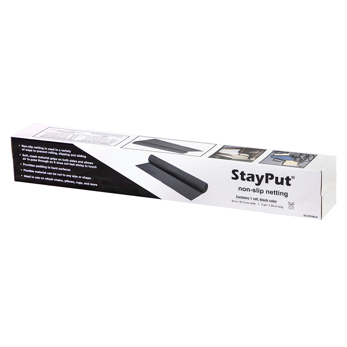 StayPut non-slip netting, 24" x 2 yd roll, black