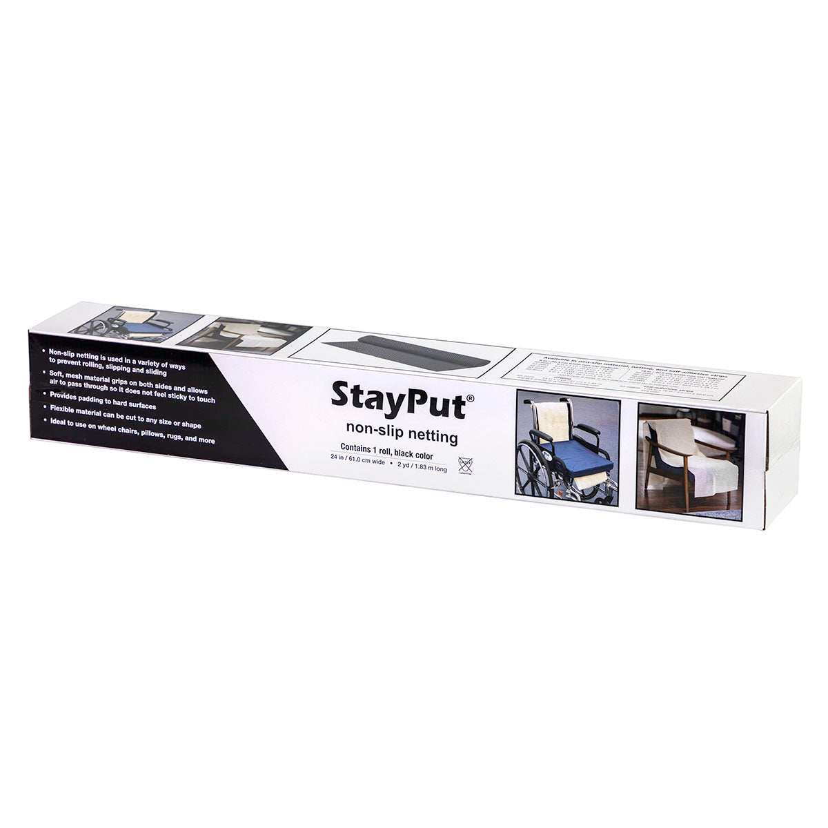 StayPut non-slip netting, 24" x 2 yd roll, black