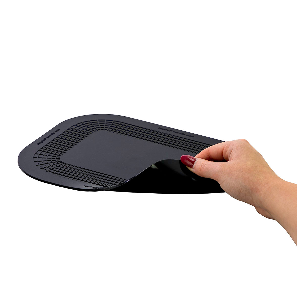 Stayput non-slip placemat, rectangular pad, 7.25'' x 10'', black