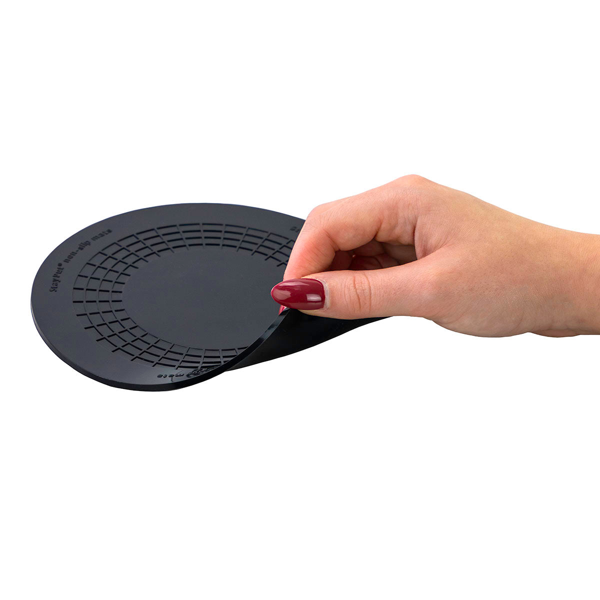 Stayput non-slip placemat, circular pad, 5.5", black, set of 4