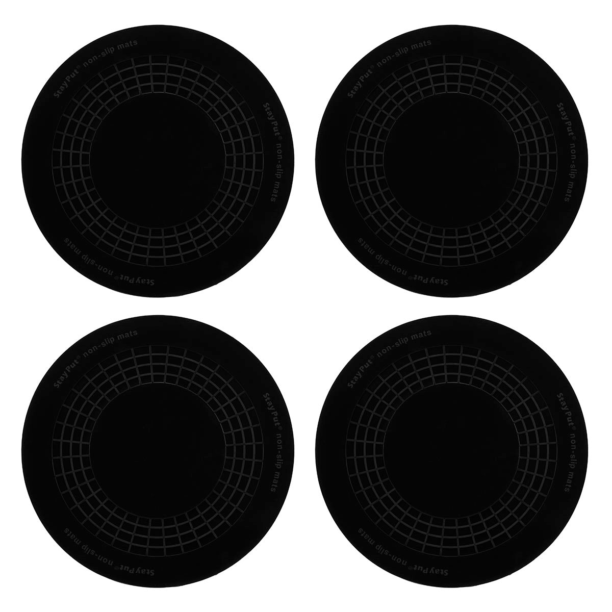 Stayput non-slip placemat, circular pad, 5.5", black, set of 4