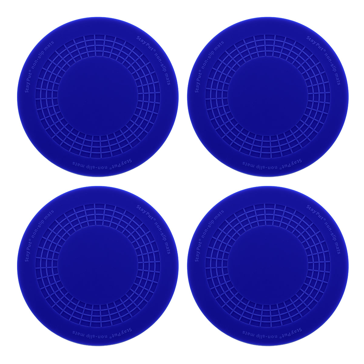 Stayput non-slip placemat, circular pad, 5.5", blue, set of 4