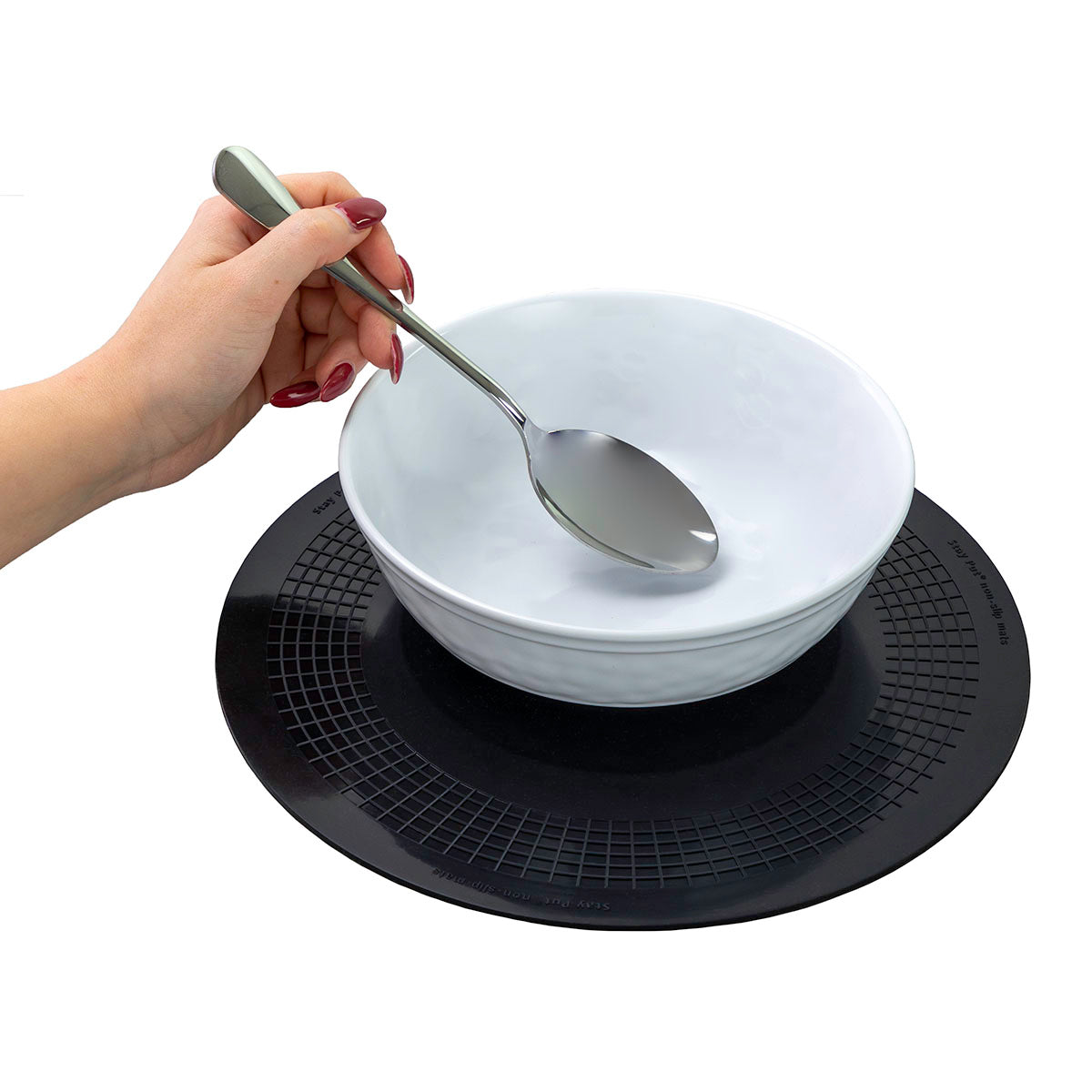 Stayput non-slip placemat, circular pad, 10'', black