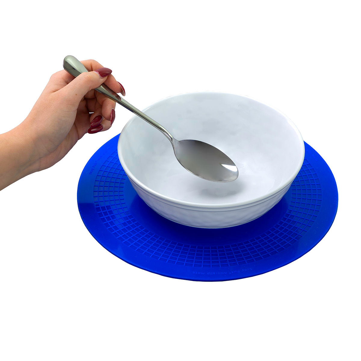 Stayput non-slip placemat, circular pad, 10'', blue