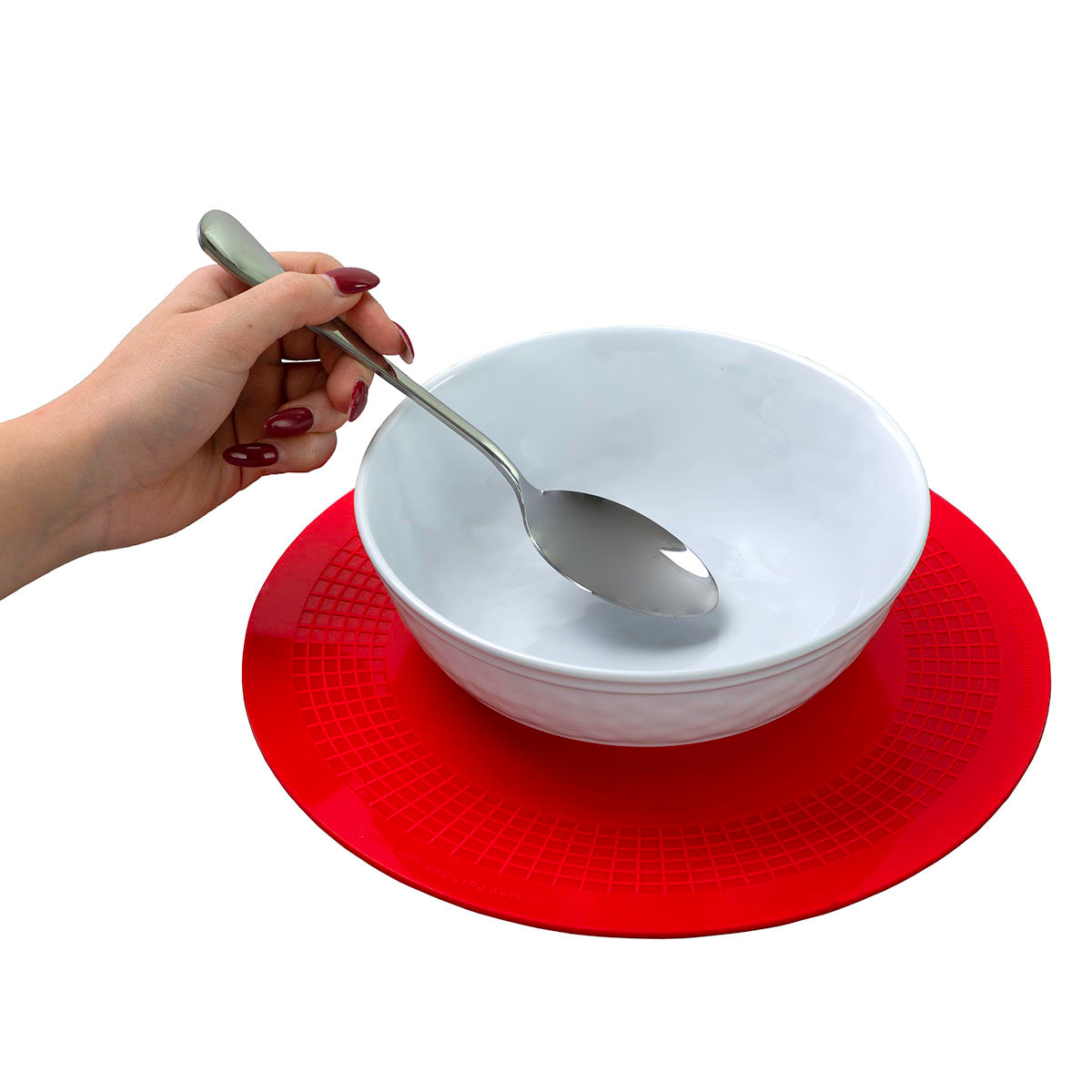 Stayput non-slip placemat, circular pad, 10'', red