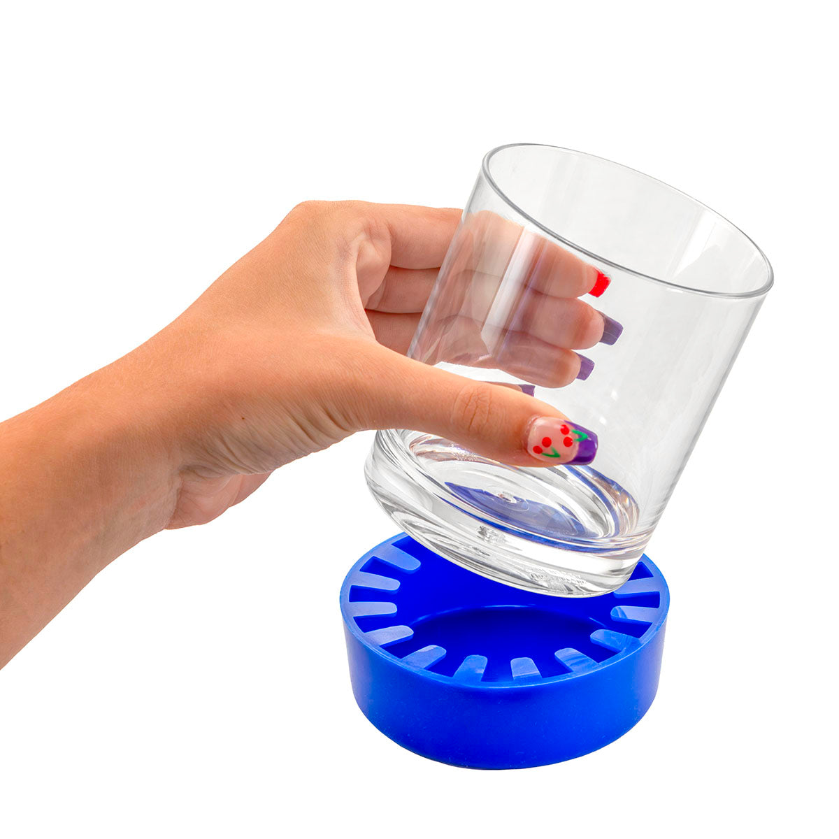 StayPut non-slip cup / glass holder, 3.5", blue