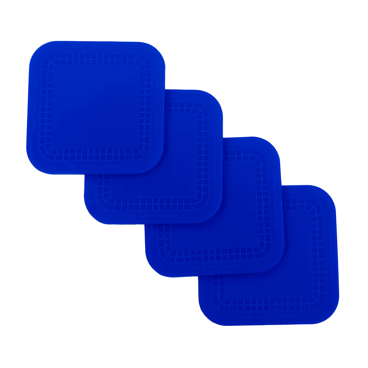 Stayput non-slip placemat, square coasters, 4'' x 4'', blue, set of 4