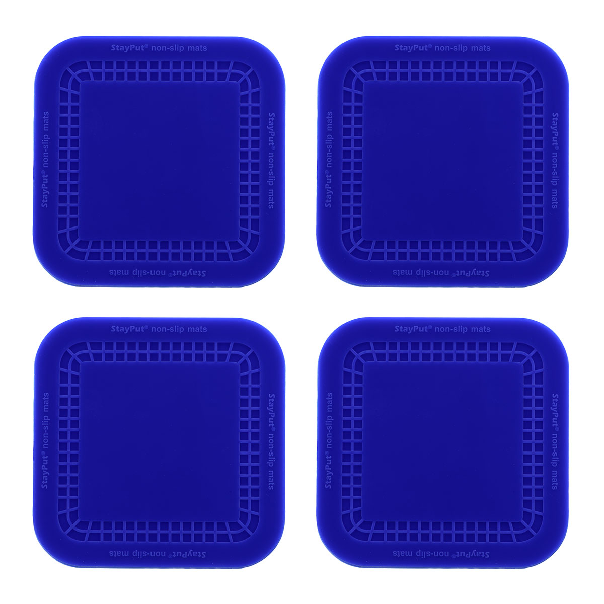 Stayput non-slip placemat, square coasters, 4'' x 4'', blue, set of 4
