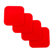 Stayput non-slip placemat, square coasters, 4'' x 4'', red, set of 4