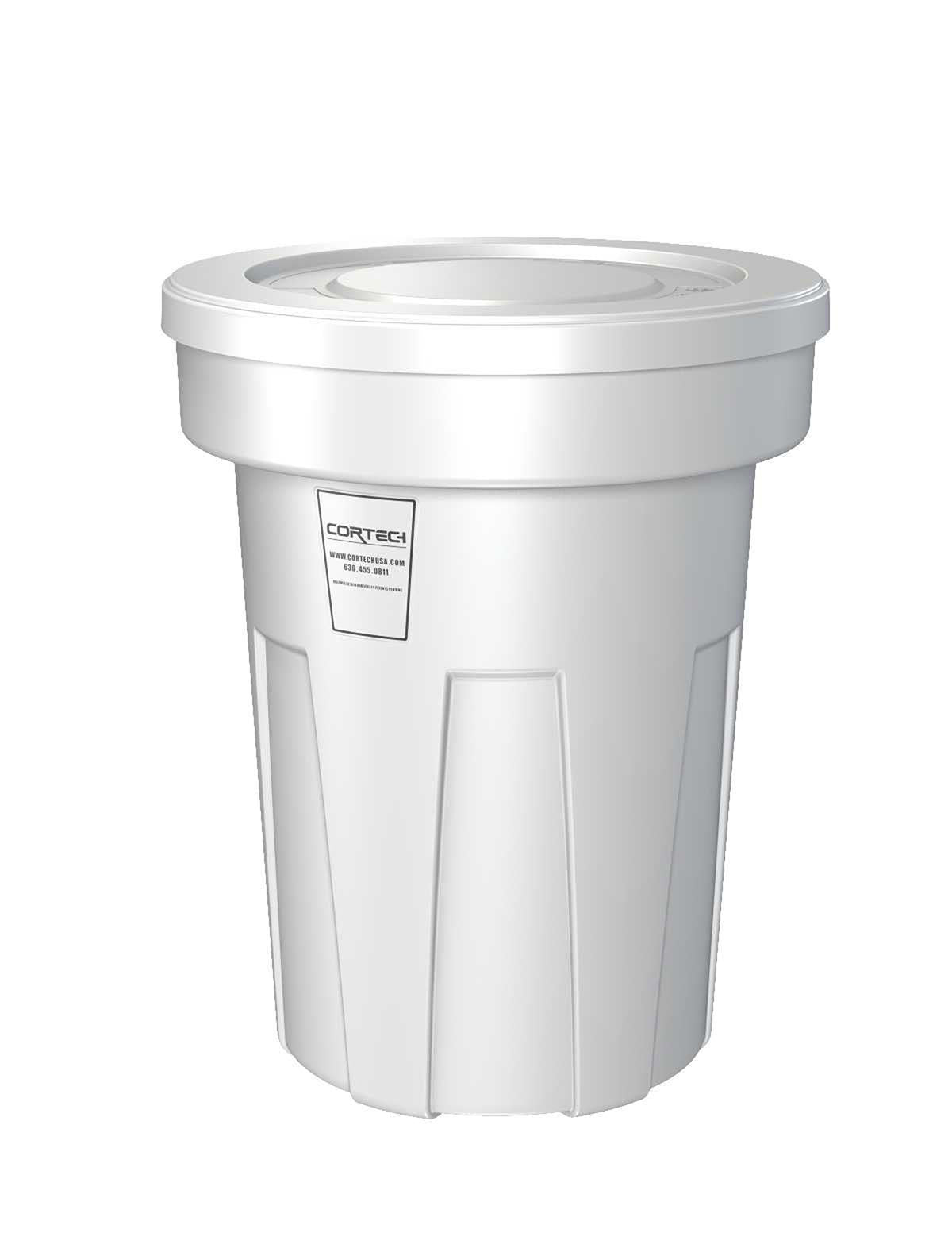 Food Grade Receptacle w/Lid, White, 45 gal