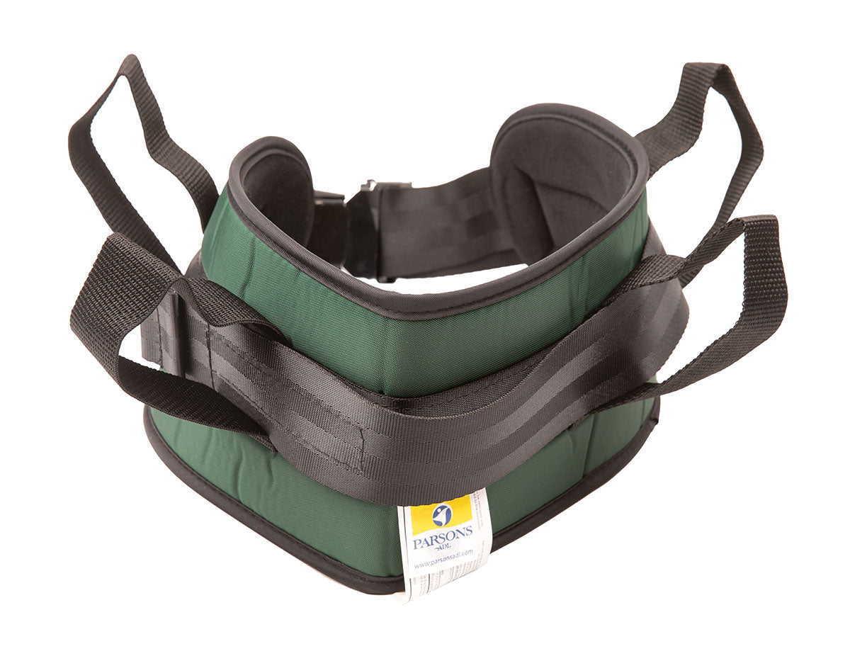 Padded transfer belt, side release buckle, medium (28" to 48"), green