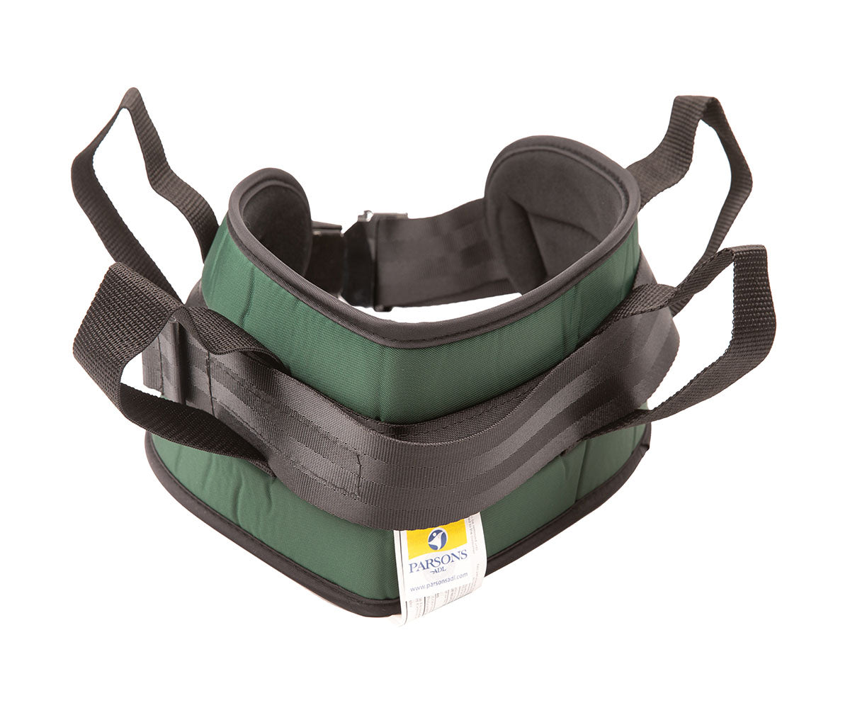 Padded transfer belt, auto buckle, medium (28" to 48"), green