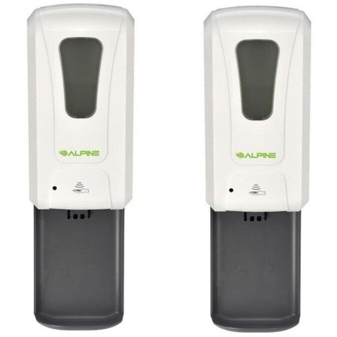 1200 ml. Wall Mount Automatic Foam Hand Sanitizer Soap Dispenser in White with Drip Tray (2-Pack)