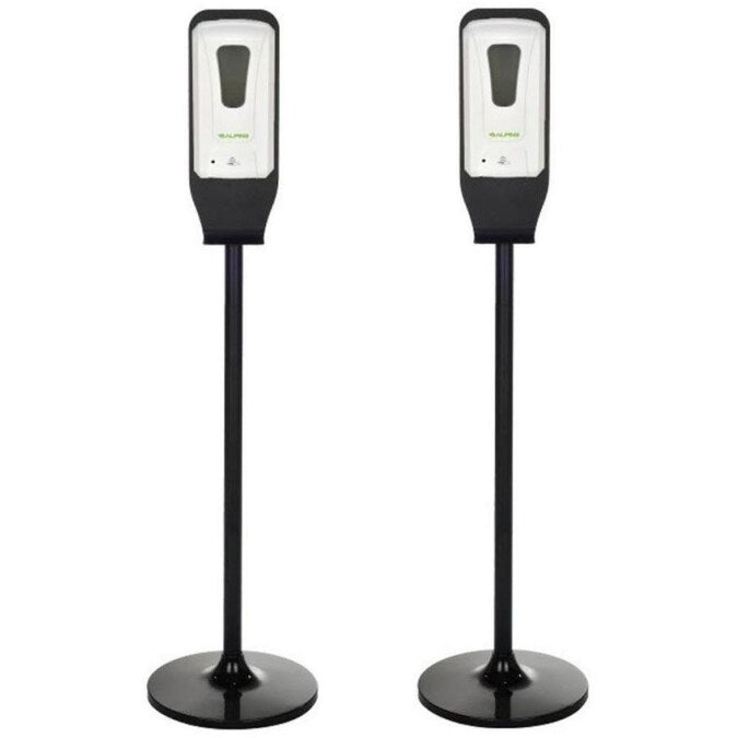1200 ml. Wall Mount Automatic Gel Hand Sanitizer Soap Dispenser in White with Floor Stand (2-Pack)