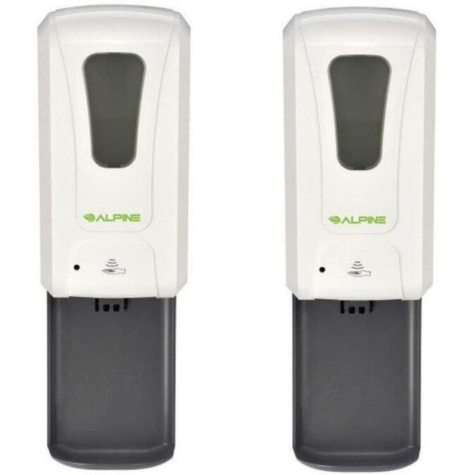 1200 ml. Wall Mount Automatic Gel Hand Sanitizer Soap Dispenser in White with Drip Tray (2-Pack)