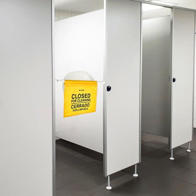18 in. Safety Hanging Sign with Multi-Lingual Closed for Cleaning Imprint (2-Pack)