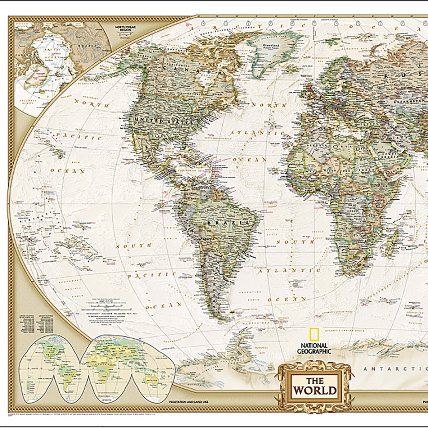 World Executive Map, Laminated, 46" x 30.5"
