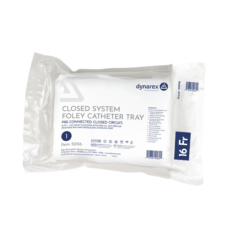 Closed Circuit / Closed System Foley Catheter Tray, 16 Fr - 10 trays per Case