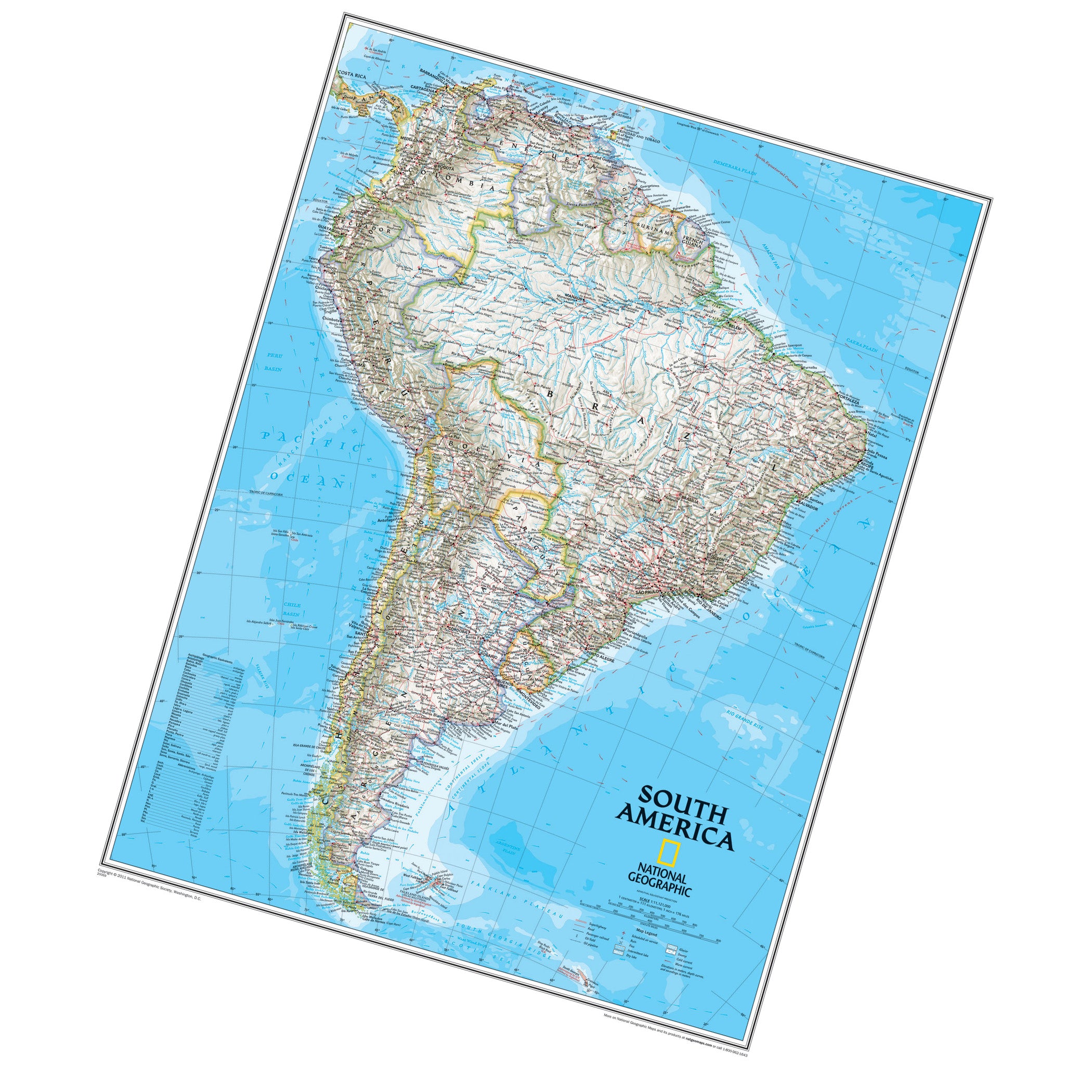 South America Classic Map, Laminated