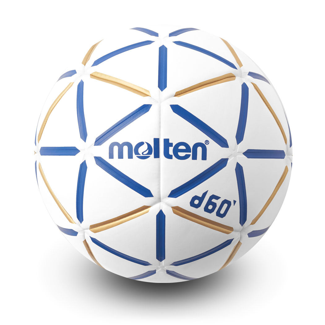 Competition - Resin Free Handball IHF Approved D60' Channeled Design, Moisture Absorbent Cover, High Density Latex Bladder, White/Blue, Size 2