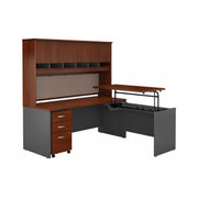 Bush Business Furniture Series C 72W x 30D 3 Position Sit to Stand L Shaped Desk with Hutch and Mobile File Cabinet in Hansen Cherry/Graphite Gray - 71.1" Width x 72.01" Depth x 72.85" Height
