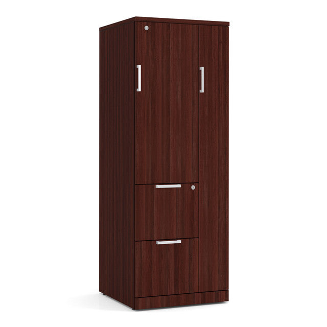 OfficeSource Storage & Wardrobe Cabinets 66"H Wardrobe Unit - Mahogany