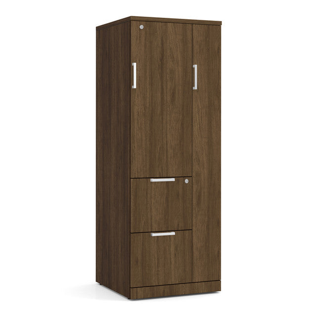 OfficeSource Storage & Wardrobe Cabinets 66"H Wardrobe Unit - Modern Walnut