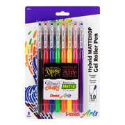 Hybrid MATTEHOP Gel Roller, 1.0mm, Matte A/B/C/D/F/G/P/V Ink, Pack of 8