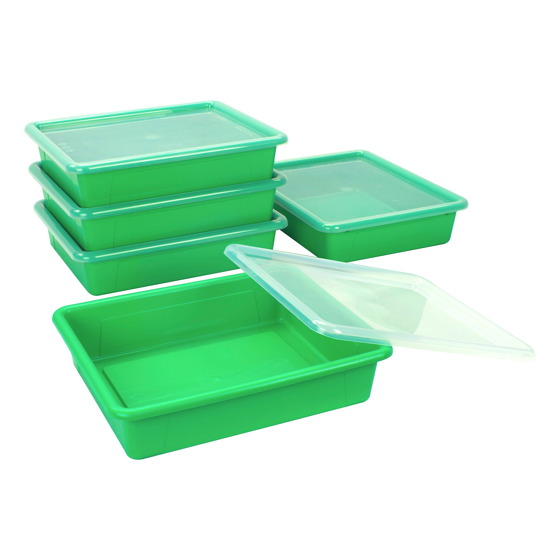 Flat Storage Tray with Lid, Green