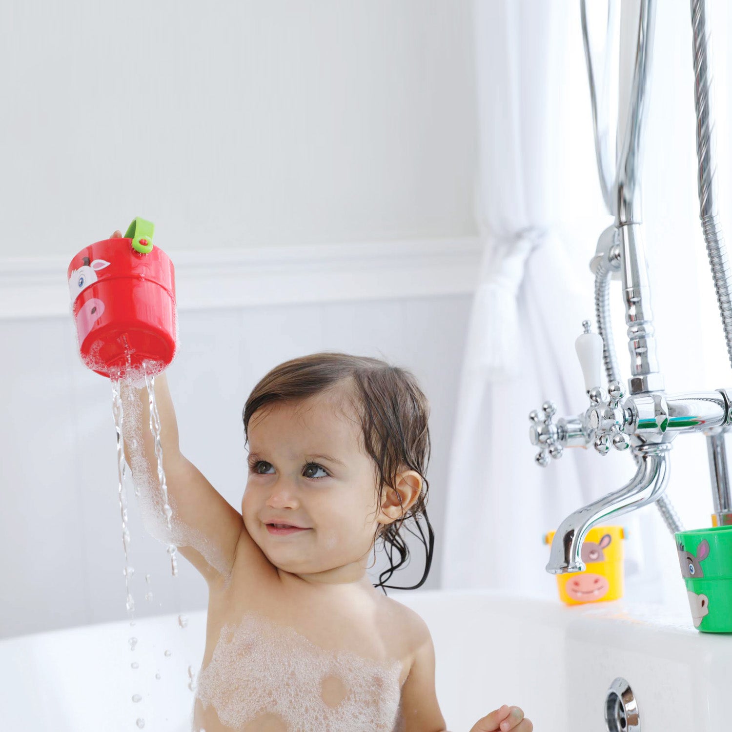 Funny Face Stacker Buckets - Set of 4 Buckets - Fun Bath Time Toys for Babies