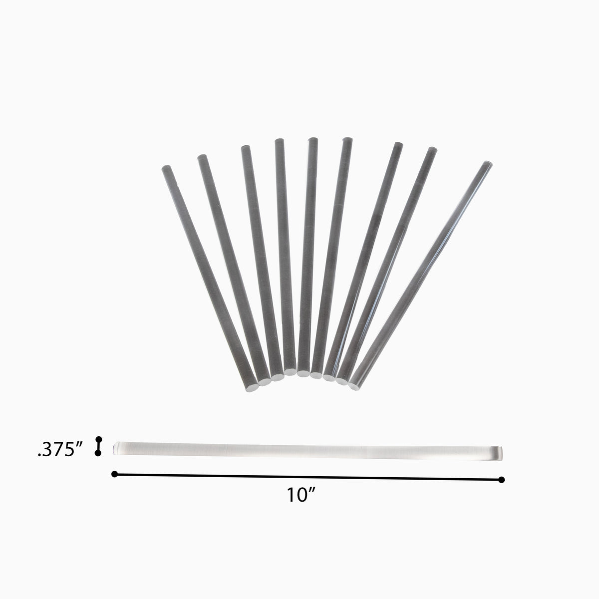 Friction Rod, Acrylic, 9.5mm x 254mm, Pack of 10