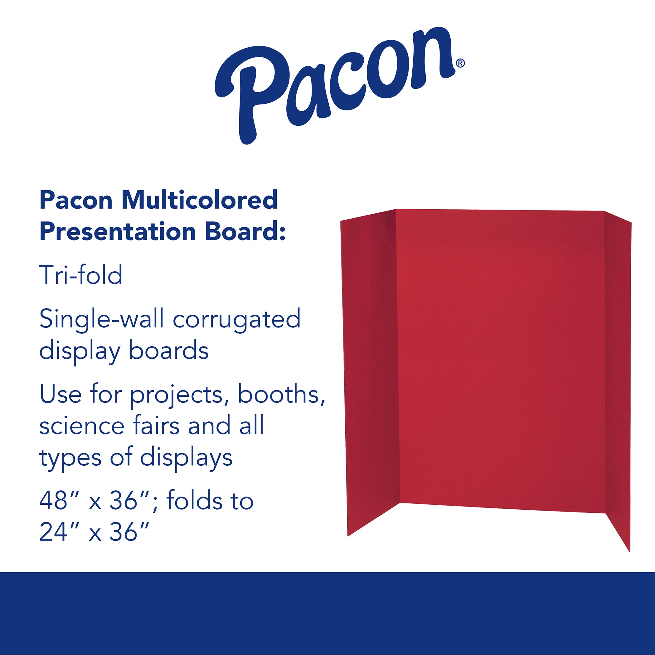 Presentation Board, Red, Single Wall, 48" x 36", 1 Board