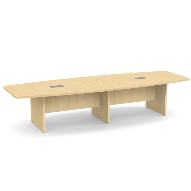 OfficeSource  Boat Shaped Conference Table with Slab Base - 145" - Maple