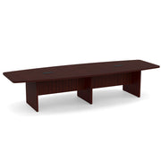 OfficeSource  Boat Shaped Conference Table with Slab Base - 145" - Mahogany