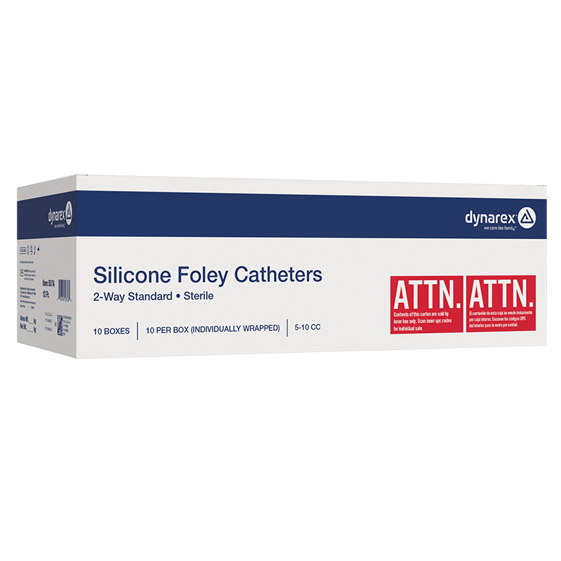 Silicone Foley Catheters 2-way Standard, 12 Fr, 5-10 cc - 10 boxes per Case
